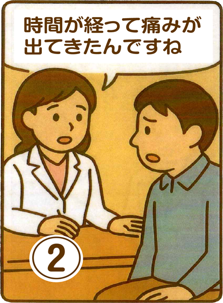 ②時間が経って痛みが出てきたんですね。